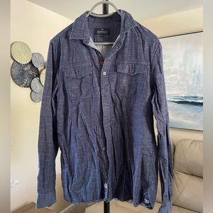 Navy Blue Buffalo Men’s Long Sleeve Button Down Shirt (S)